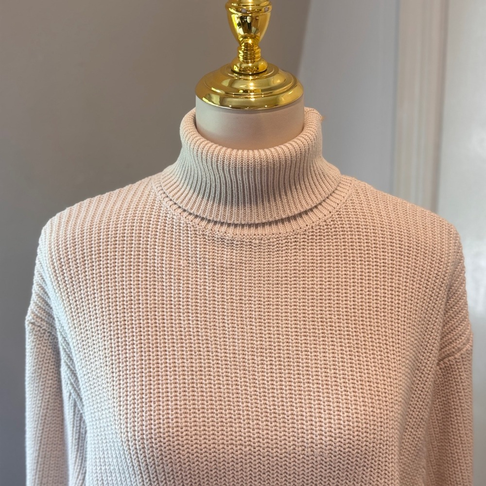 Brandy Melville Beige Brianna Turtleneck Sweater Cozy Shaker Stitch | One Size - Picture 3 of 7